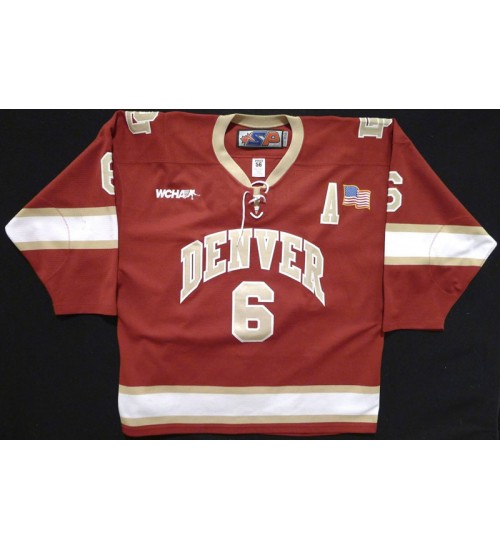 Custom NCAA 2010-11 Denver Pioneers 6 Chris Nuitini Hockey Jersey Road Red